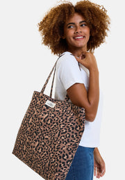 Tote bag en coton imprimé léopard