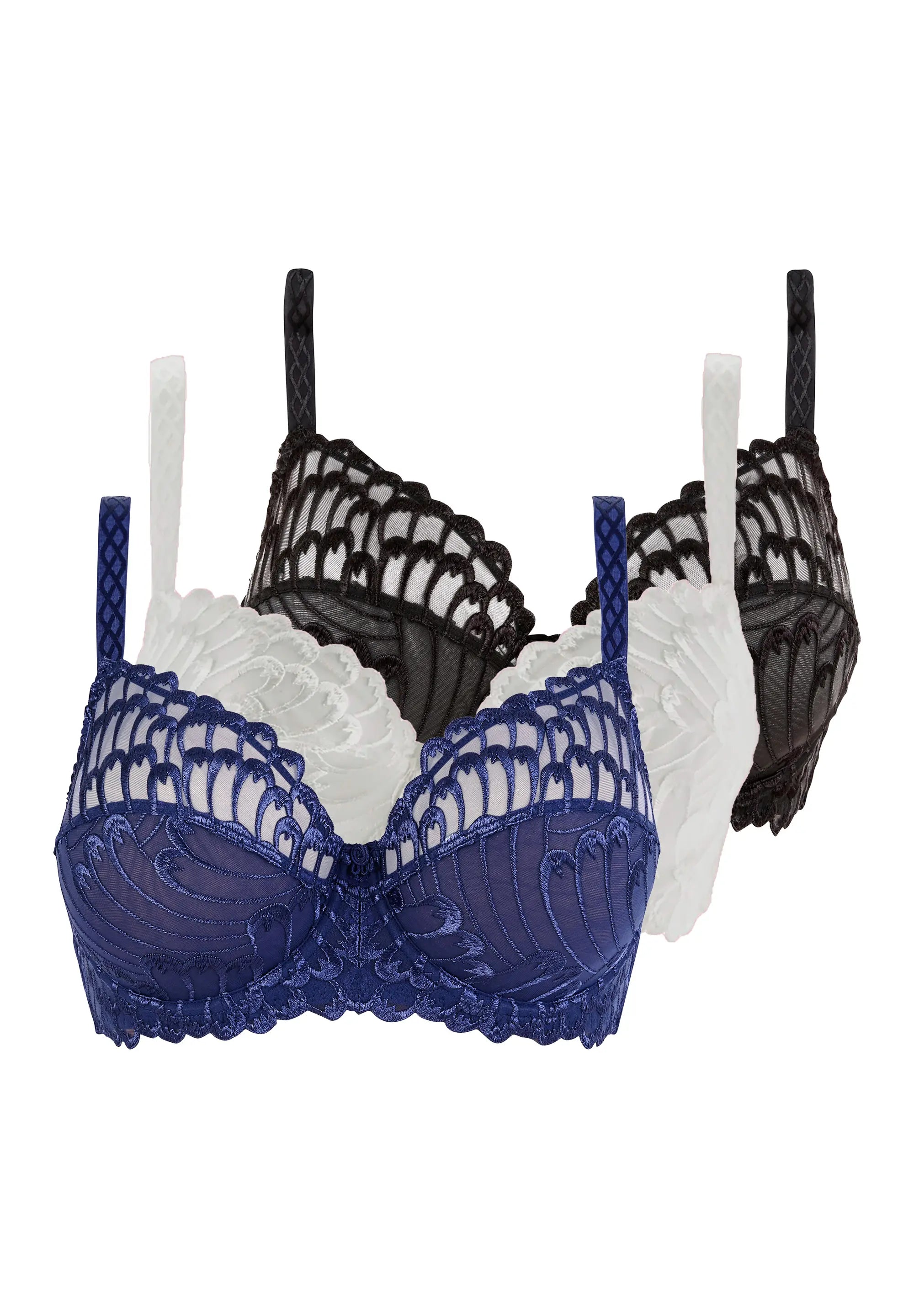 Lot de 3 soutiens-gorge Narcisse Noir, Ivoire et Bleu Baromètre